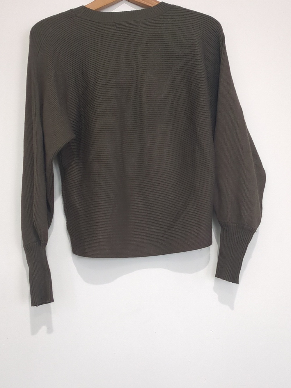 Pink Rose Olive Green Ribbed Crewneck Sweater - Picture 4 of 4